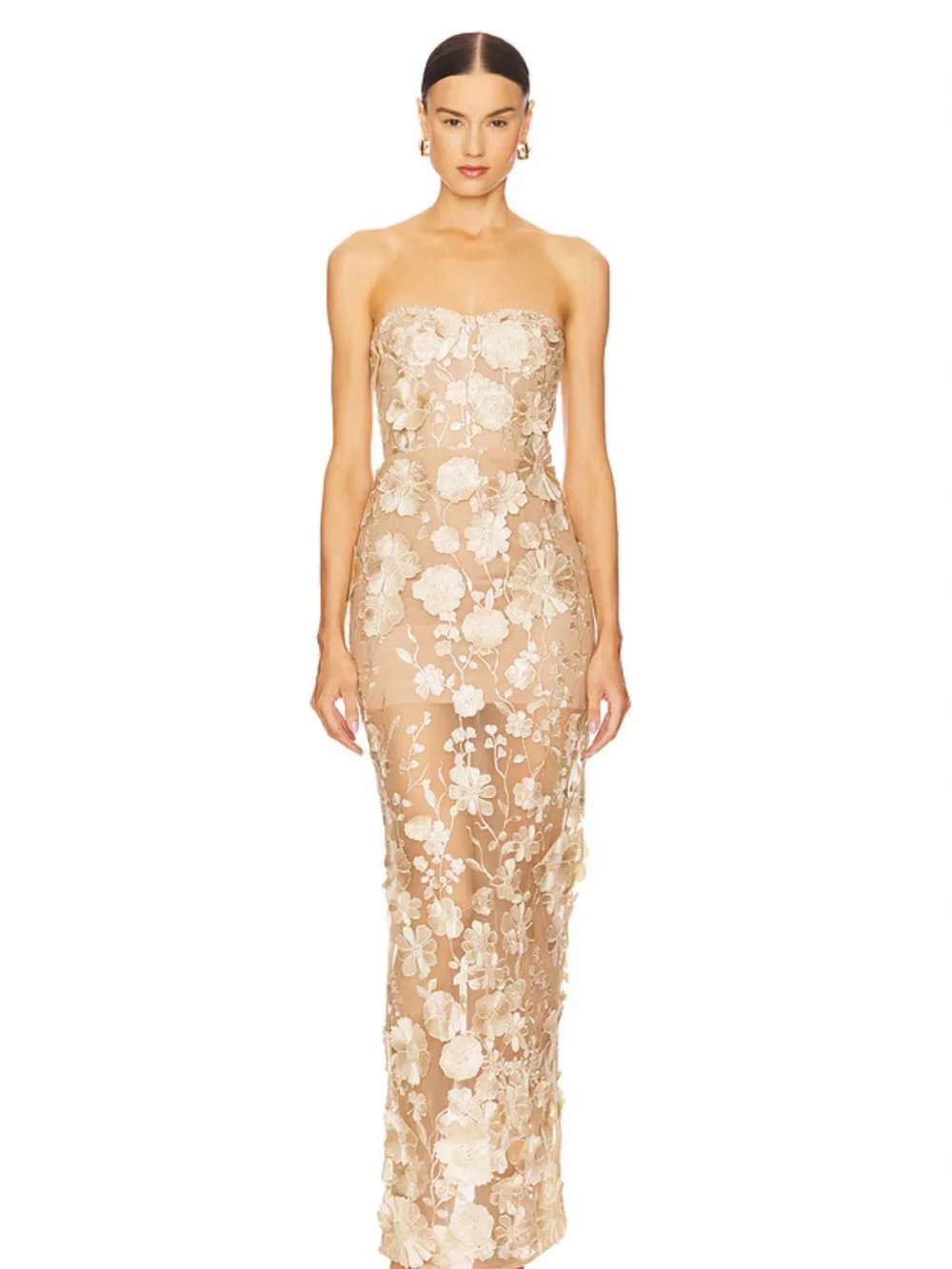 bronx and banco gold dress Bronx and Banco - Camila Rhinestone Cutout Maxi Dress main image 1